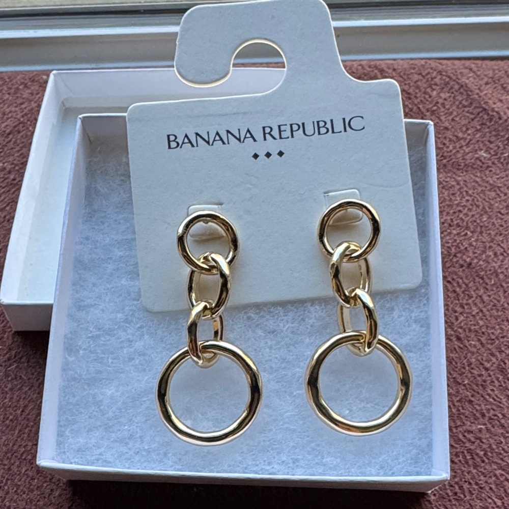 Banana Republic Gold Hoop Chain Earrings
